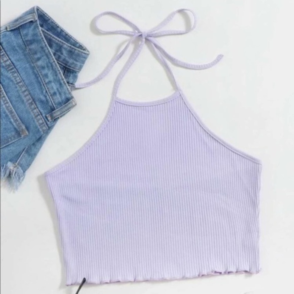 Romwe Purple Halter Top
